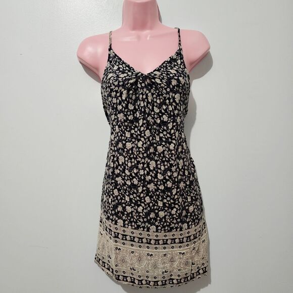 Raviya - Swim Cover Up Floral Print Tank Dress - Size M - Black Creme - Picture 1 of 8